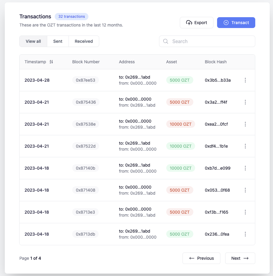 transactions screenshot